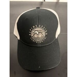 Alpine Design AD Circle Patch Trucker Hat Black White Mesh Snapback ADM14702